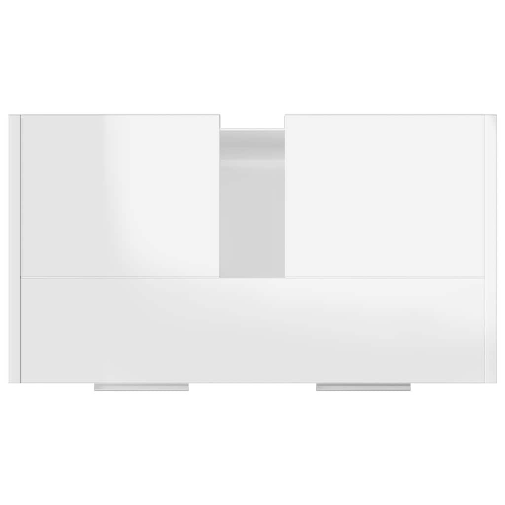 vidaXL Ντουλάπι Νιπτήρα Γυαλιστερό Λευκό 60 x 33 x 61 εκ. Επεξ. Ξύλο