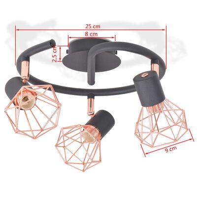 vidaXL Φωτιστικό Σποτ Ράγα με 3 Λαμπτήρες LED Filament 12 W
