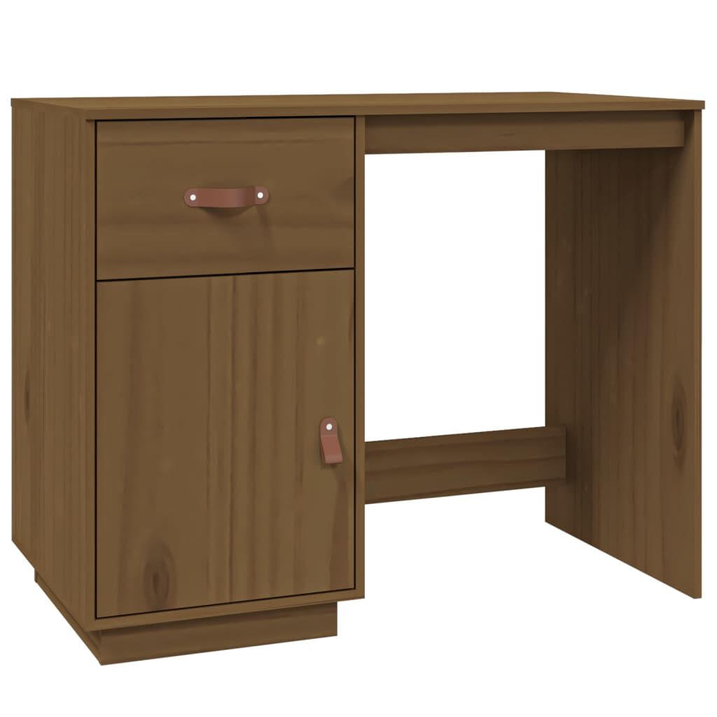 vidaXL Ντουλάπι Γραφείου Καφέ Μελί 135x50x75εκ. από Μασίφ Ξύλο Πεύκου