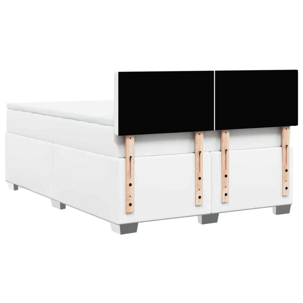 vidaXL Κρεβάτι Boxspring με Στρώμα Λευκό 160x200εκ.από Συνθετικό Δέρμα