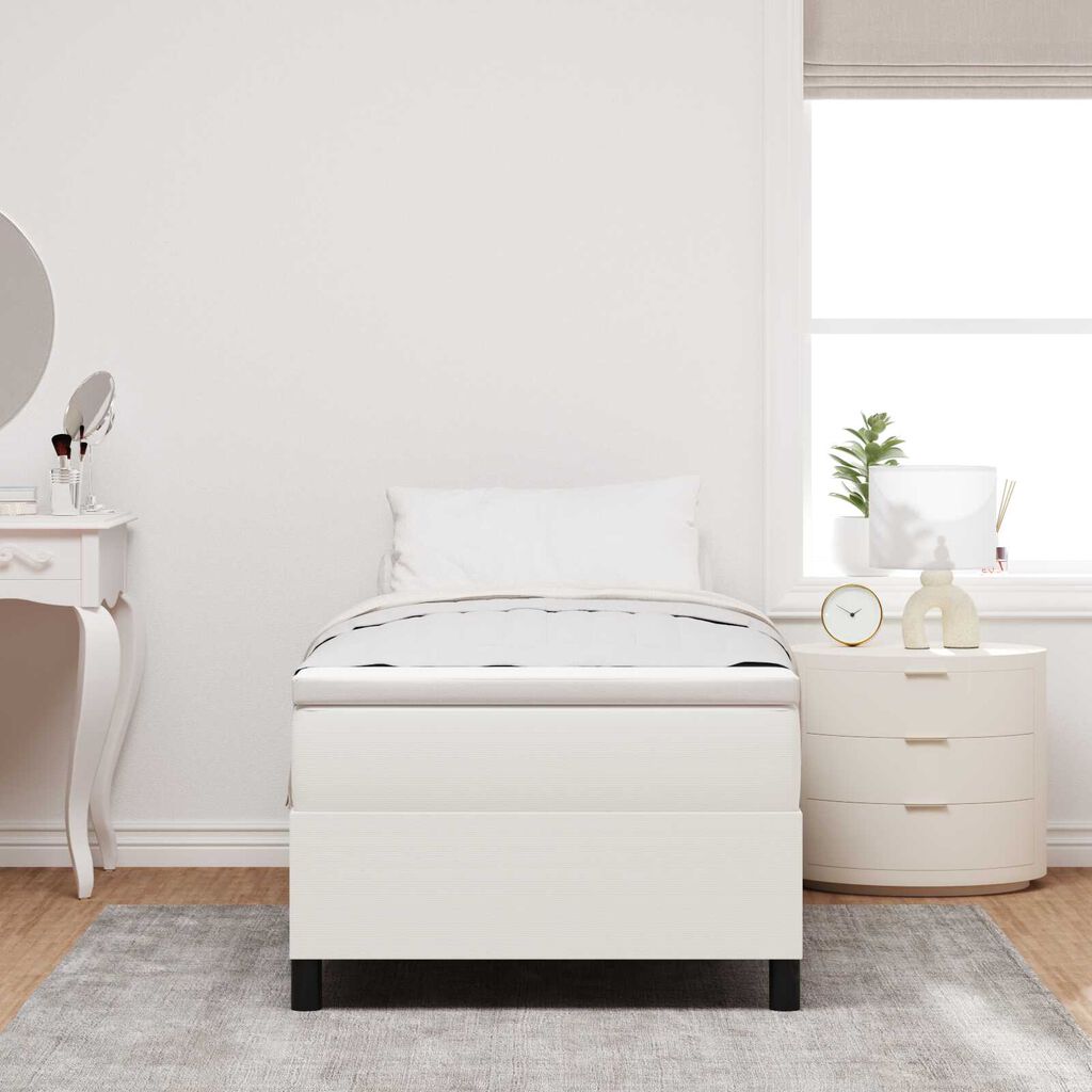 vidaXL Κρεβάτι με Στρώμα σε Κρέμ, 90 x 200 εκ., Υφασμάτινη Κορντούρα