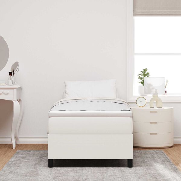 vidaXL Κρεβάτι με Στρώμα σε Κρέμ, 90 x 200 εκ., Υφασμάτινη Κορντούρα