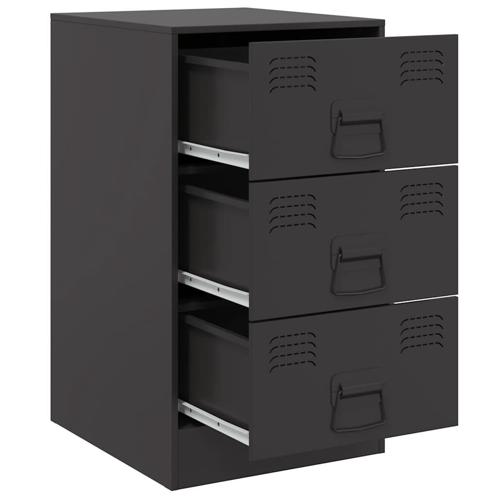 vidaXL Κομοδίνο Μαύρο 34,5x39x62 εκ. από Χάλυβα