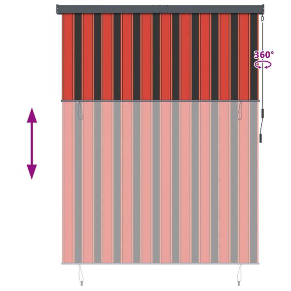 vidaXL Εξωτερικό ρολό Ριγέ πορτοκαλί και καφέ 220 x 250 cm ύφασμα