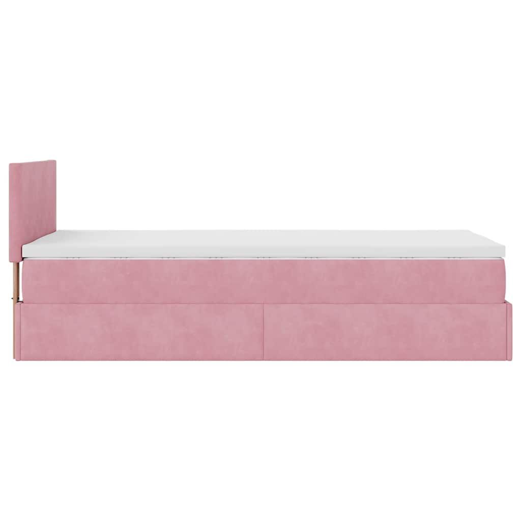 vidaXL Οθωμανικό κρεβάτι με στρώμα ροζ 90x200cm Velvet