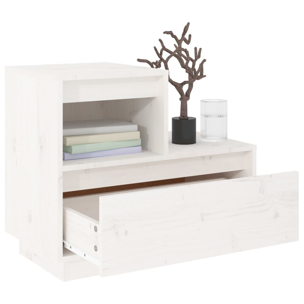 vidaXL Κομοδίνα 2 τεμ. Λευκά 60 x 34 x 51 εκ. από Μασίφ Ξύλο Πεύκου