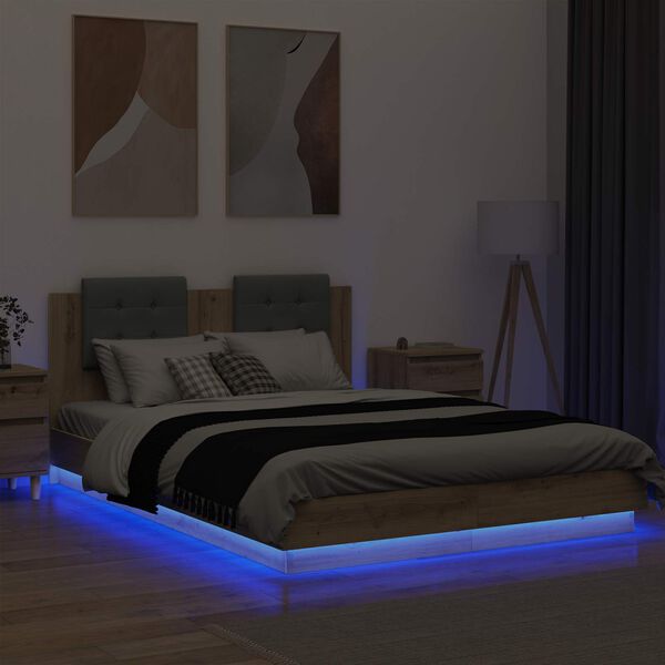 vidaXL &Kappa;&rho;&epsilon;&beta;ά&tau;&iota; &mu;&epsilon; &Kappa;&epsilon;&phi;&alpha;&lambda;ά&rho;&iota; Artisan Oak 150 x 200 cm &Epsilon;&pi;&epsilon;&xi;&epsilon;&rho;&gamma;&alpha;&sigma;&mu;έ&nu;&omicron; &xi;ύ&lambda;&omicron;