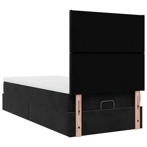 vidaXL Οθωμανικό κρεβάτι με στρώματα Μαύρο 90x200cm Velvet