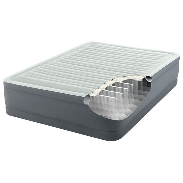 Intex Φουσκωτό Στρώμα PremAire Λευκό και Γκρι Διπλό 152 x 203 x 46 εκ.