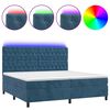 vidaXL Κρεβάτι Boxspring με Στρώμα & LED Σκ. Μπλε 200x200εκ. Βελούδινο