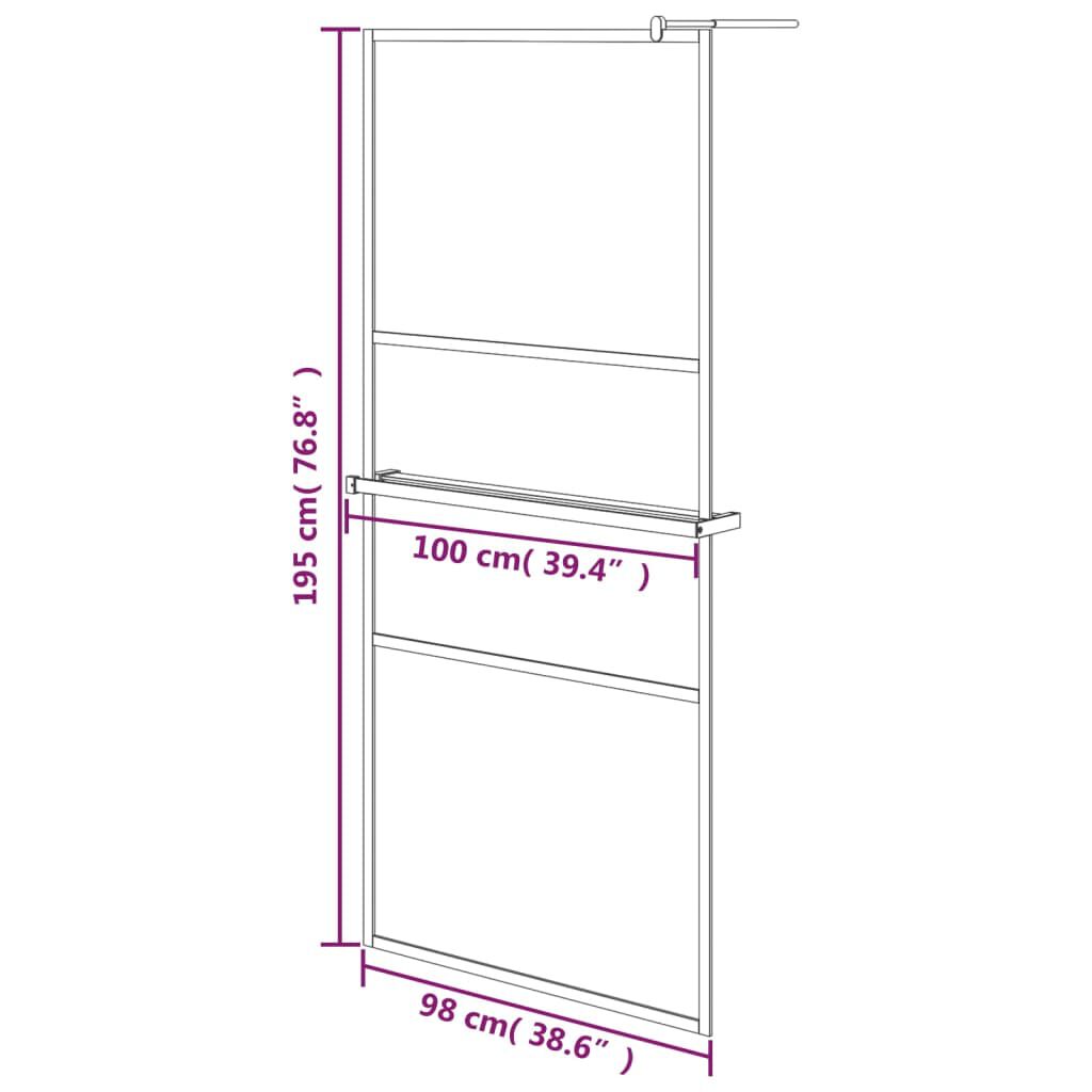 vidaXL Διαχωριστικό Ντους με Ράφι Χρωμέ 100x195 εκ Γυαλί ESG&Αλουμίνιο