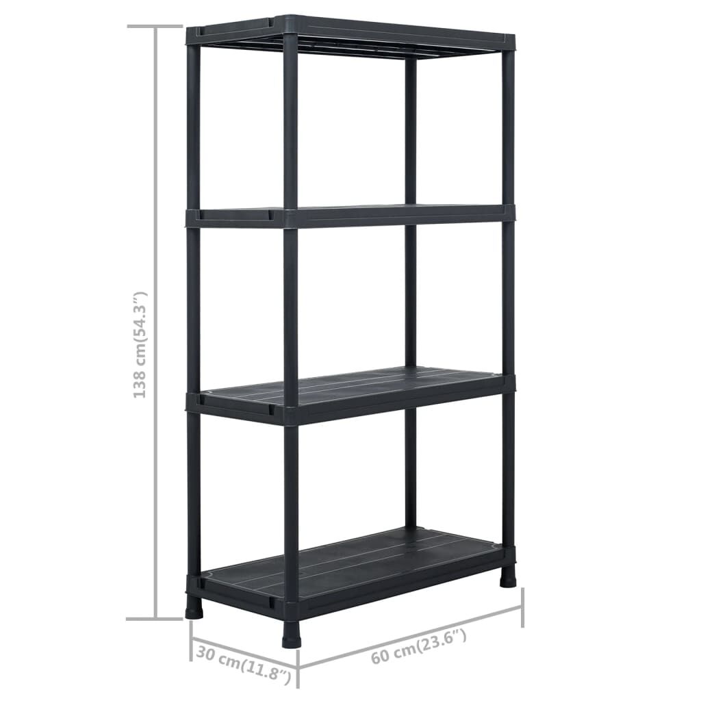 vidaXL Ραφιέρες 5 τεμ. Μαύρες 60 x 30 x 138 εκ. Πλαστικές