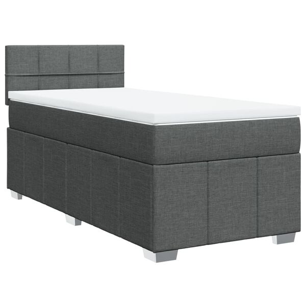 vidaXL Κρεβάτι Boxspring με Στρώμα Σκούρο Γκρι 80x200 εκ. Υφασμάτινο