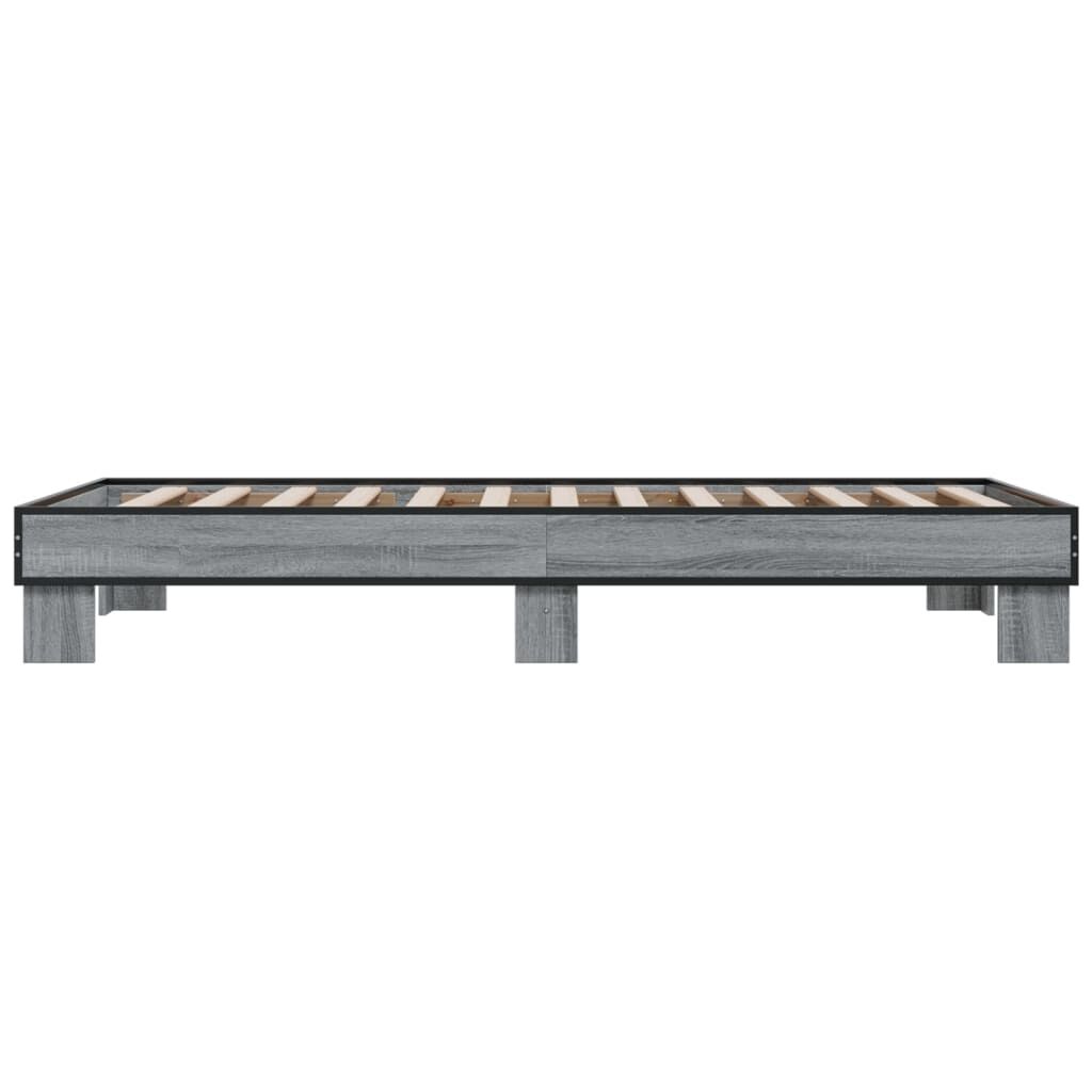 vidaXL Πλαίσιο Κρεβατιού Γκρι Sonoma 90 x 190 εκ. Επεξ. Ξύλο & Μέταλλο