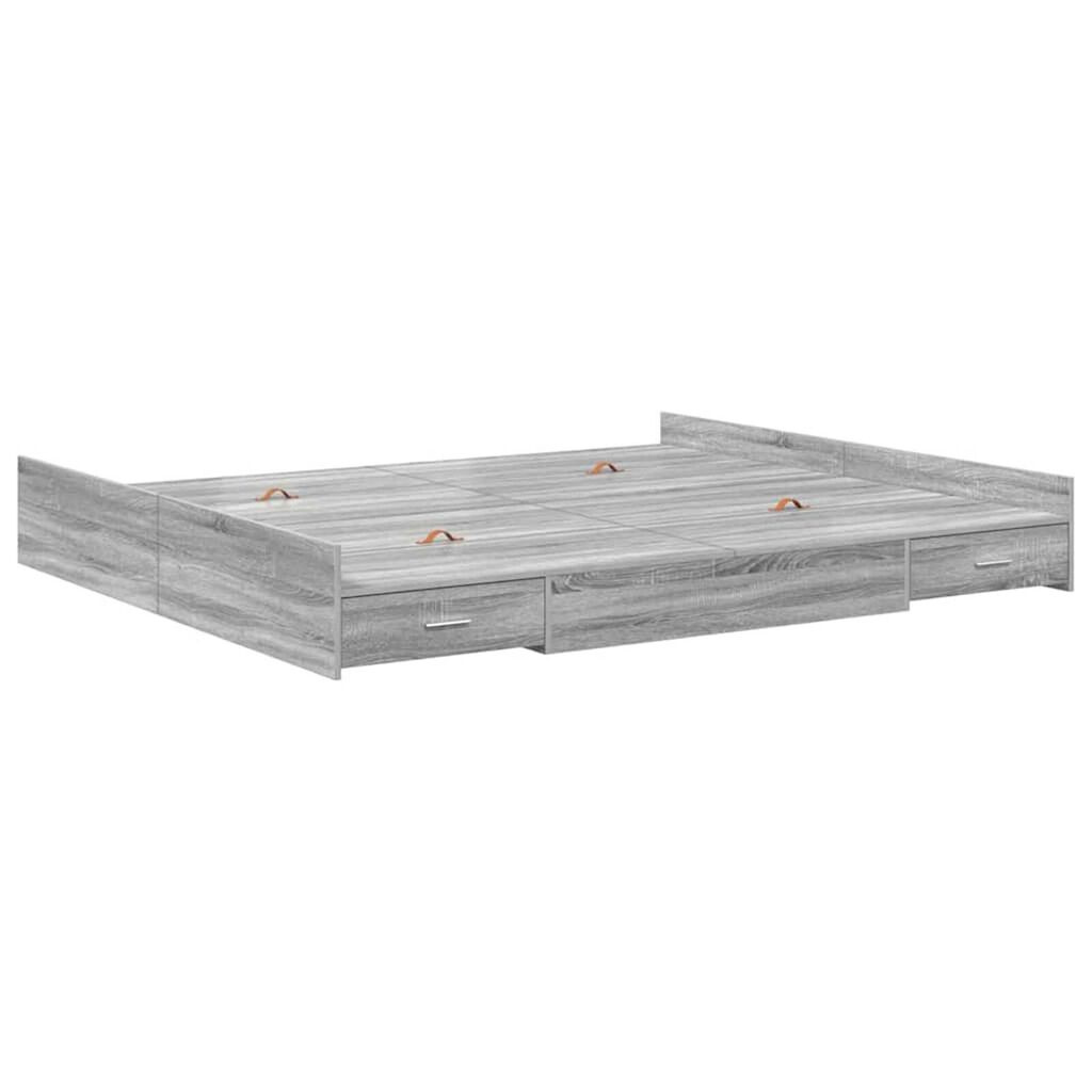 vidaXL Κρεβάτι με αποθηκευτικό χώρο Γκρι sonoma 180 x 200 cm
