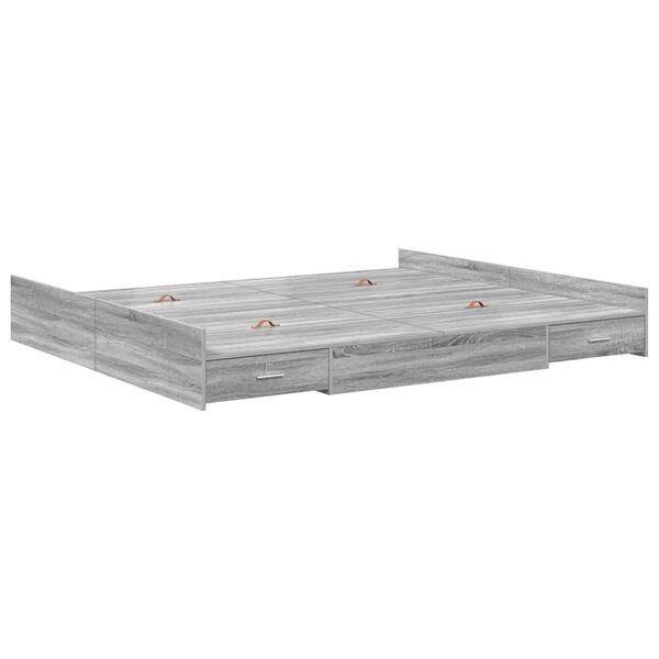 vidaXL Κρεβάτι με αποθηκευτικό χώρο Γκρι sonoma 180 x 200 cm