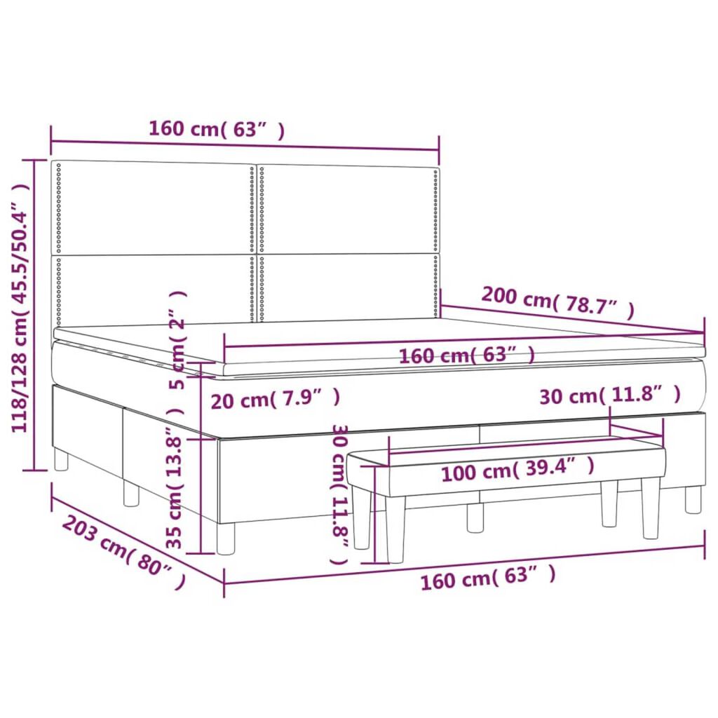 vidaXL Κρεβάτι Boxspring με Στρώμα Γκρι 160x200εκ. από Συνθετικό Δέρμα