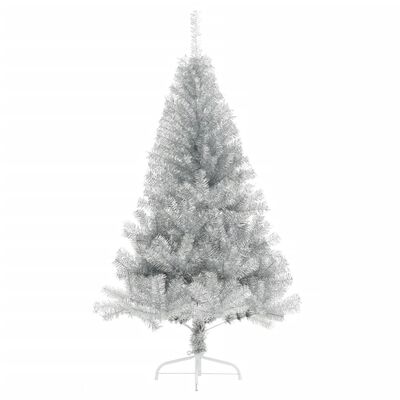 vidaXL Χριστουγεννιάτικο Δέντρο Τεχνητό Μισό με Βάση Ασημί 120 εκ. PET