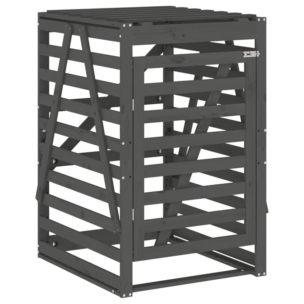 vidaXL Αποθ. Τροχήλατου Κάδου Γκρι 84x90x128,5 εκ. Μασίφ Ξύλο Πεύκου