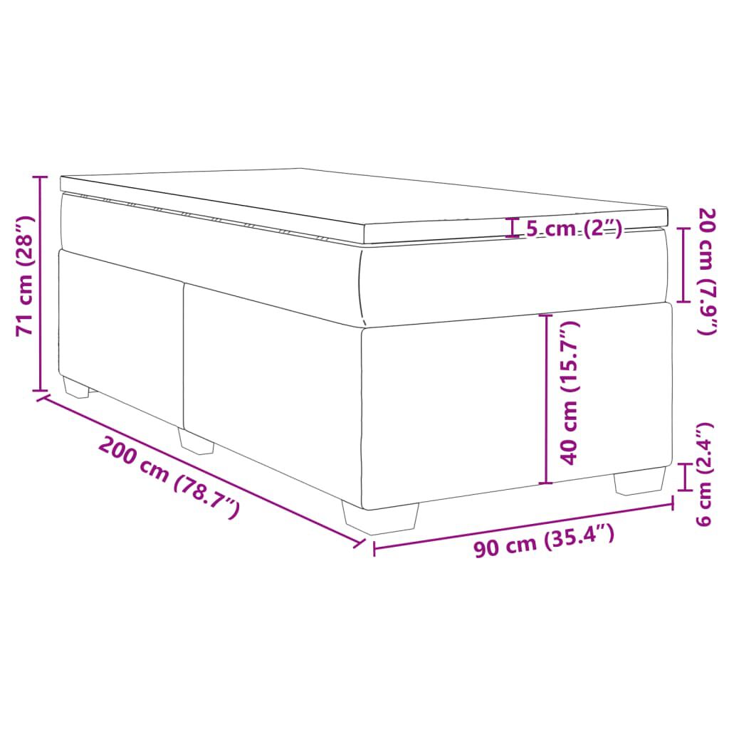 vidaXL Κρεβάτι Boxspring με Στρώμα Taupe 90x200 εκ. Υφασμάτινο