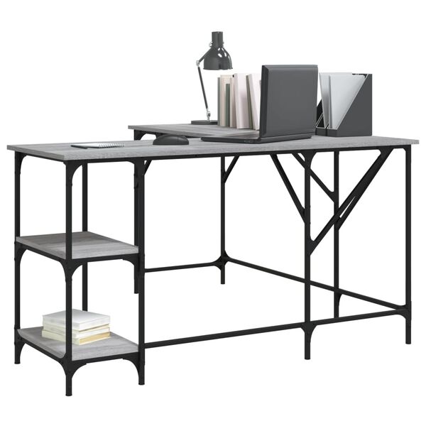 vidaXL Γραφείο Γκρι Sonoma 139x139x75 εκ. από Επεξεργασμένο Ξύλο