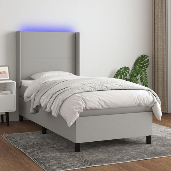 vidaXL &Kappa;&rho;&epsilon;&beta;ά&tau;&iota; Boxspring &mu;&epsilon; &Sigma;&tau;&rho;ώ&mu;&alpha; & LED &Alpha;&nu;.&Gamma;&kappa;&rho;&iota; 80x200 &epsilon;&kappa;. &Upsilon;&phi;&alpha;&sigma;&mu;ά&tau;&iota;&nu;&omicron;