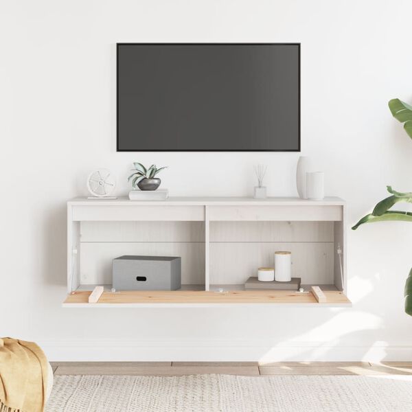 vidaXL Ντουλάπι Τοίχου Λευκό 100 x 30 x 35 εκ. από Μασίφ Ξύλο Πεύκου