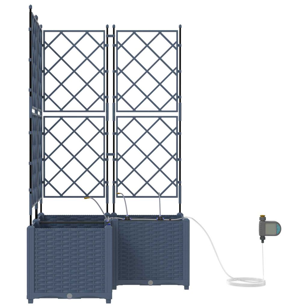 vidaXL Ζαρντινιέρες κήπου Γκρι 80 x 80 x 142 cm Ατσάλι