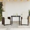 vidaXL Σετ Επίπλων Bistro 3 τεμ. Καφέ Συνθετικό Ρατάν με Μαξιλάρια