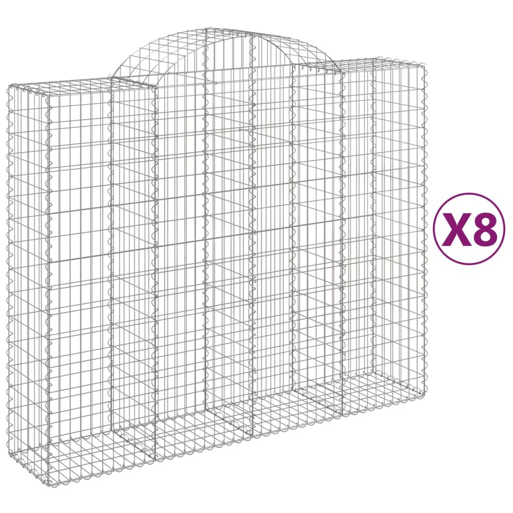 vidaXL Συρματοκιβώτια Τοξωτά 8 τεμ. 200x50x160/180 εκ. Γαλβαν. Ατσάλι