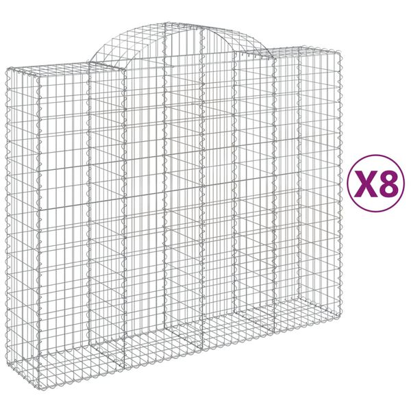 vidaXL Συρματοκιβώτια Τοξωτά 8 τεμ. 200x50x160/180 εκ. Γαλβαν. Ατσάλι