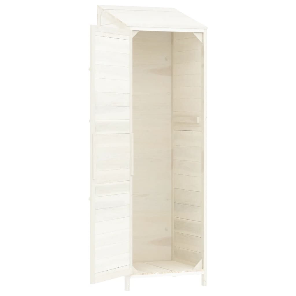 vidaXL Αποθήκη Κήπου Λευκή 55 x 52 x 174,5 εκ. από Μασίφ Ξύλο Ελάτης