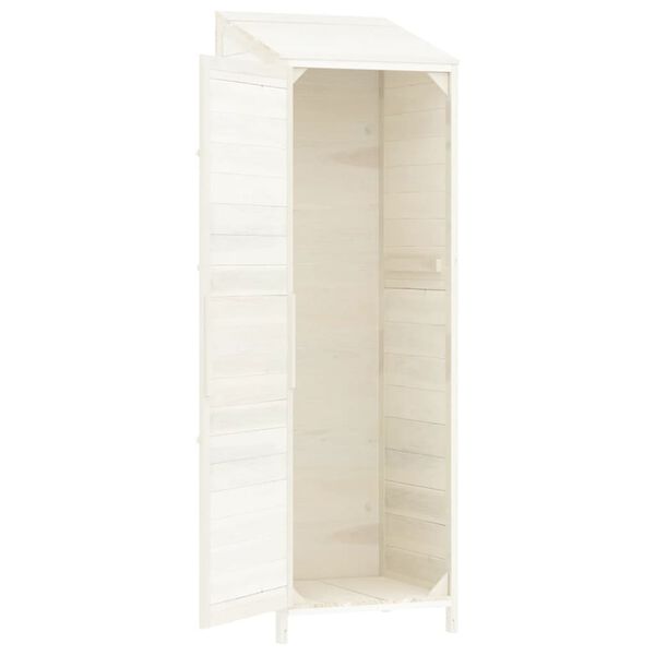 vidaXL Αποθήκη Κήπου Λευκή 55 x 52 x 174,5 εκ. από Μασίφ Ξύλο Ελάτης
