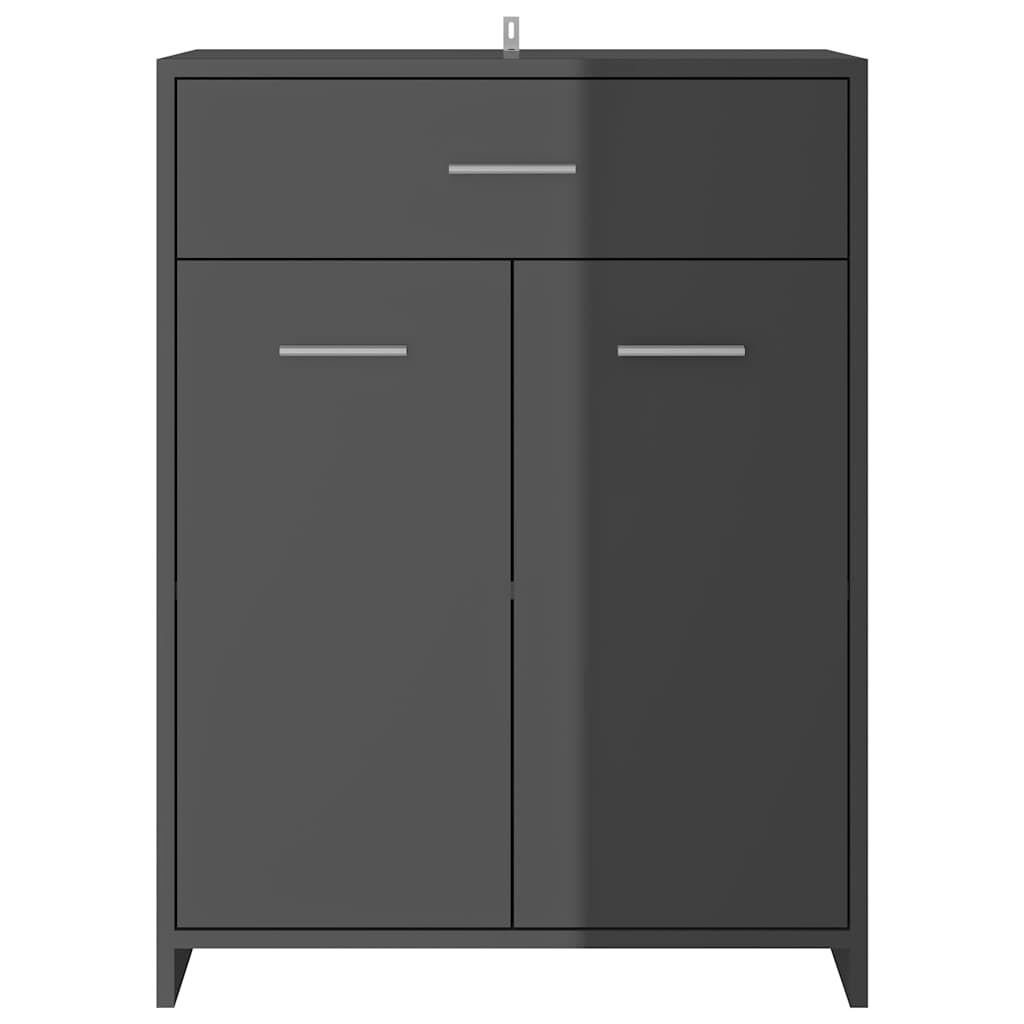 vidaXL Ντουλάπι Μπάνιου Γυαλιστερό Γκρι 60 x 33 x 80 εκ. Μοριοσανίδα