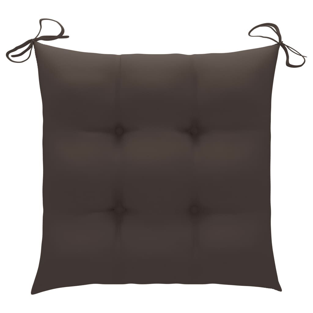 vidaXL Καρέκλες Κήπου 8 Τεμαχίων Μασίφ Ξύλο Teak με Taupe Μαξιλάρια