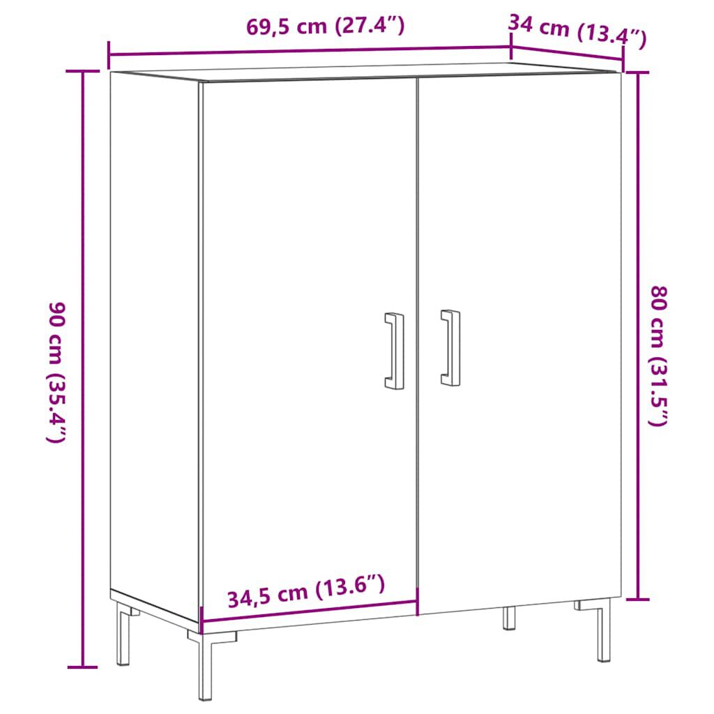 vidaXL Ντουλάπι τεχνίτης Δρυς 69,5 x 34 x 90 εκ. Επεξεργασμένο Ξύλο