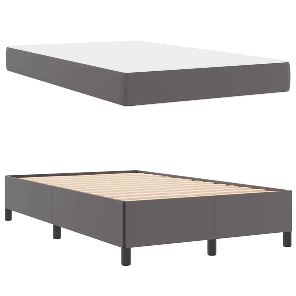 vidaXL Σκελετός κρεβατιού με στρώμα Γκρι 120 x 200 cm Τεχνητό δέρμα