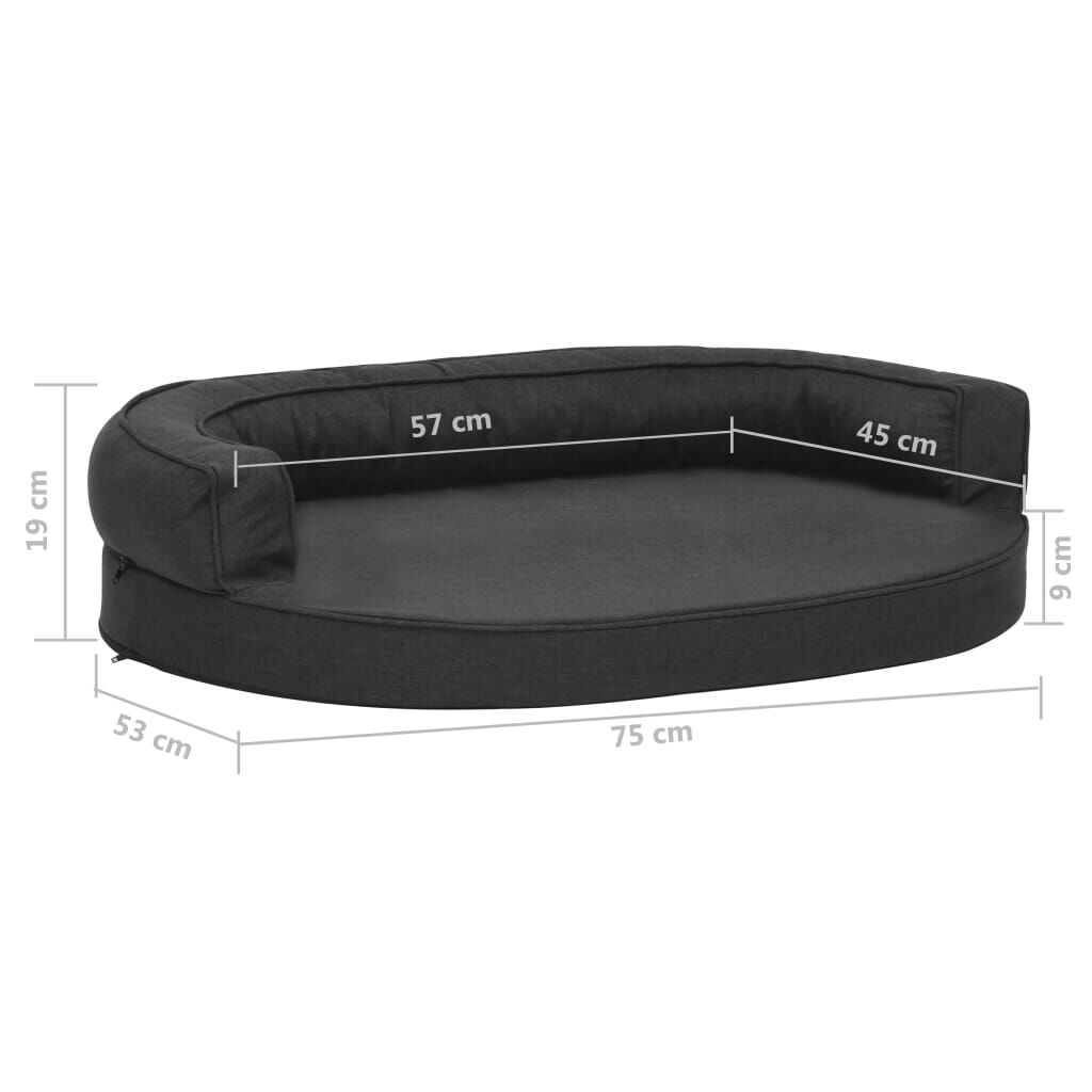 vidaXL Εργονομικό Στρώμα για Σκύλους Μαύρο 75 x 53 εκ. Όψη Λινού