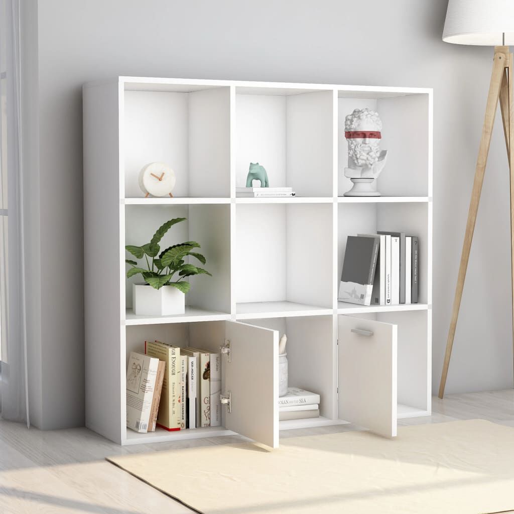 vidaXL Βιβλιοθήκη Λευκή 98 x 30 x 98 εκ. από Επεξ. Ξύλο