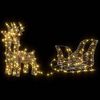 vidaXL Έλκηθρο με Ελάφια με 160 LED Θερμό λευκό 30 x 12 x 54.5 εκ. PET