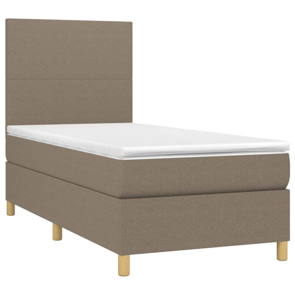 vidaXL Κρεβάτι Boxspring με Στρώμα Taupe 90x200 εκ. Υφασμάτινο