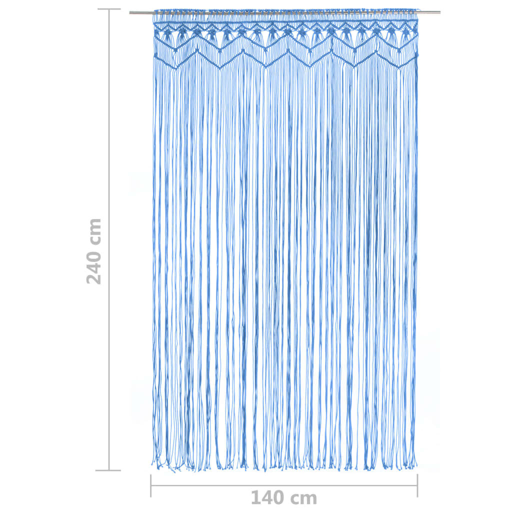vidaXL Κουρτίνα Μακραμέ Μπλε 140 x 240 εκ. Βαμβακερή