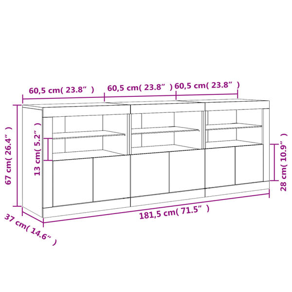 vidaXL Ντουλάπι με LED Καπνιστή Δρυς 181,5x37x67 εκ.