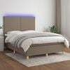 vidaXL &Kappa;&rho;&epsilon;&beta;ά&tau;&iota; Boxspring &mu;&epsilon; &Sigma;&tau;&rho;ώ&mu;&alpha; & LED Taupe 140x190 &epsilon;&kappa;. &Upsilon;&phi;&alpha;&sigma;&mu;ά&tau;&iota;&nu;&omicron;