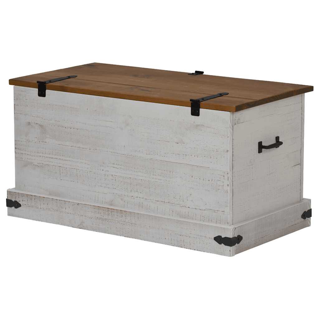 vidaXL Σεντούκι αποθήκευσης HALDEN Λευκό 91x48x47 cm Στερεό ξύλο πεύκο