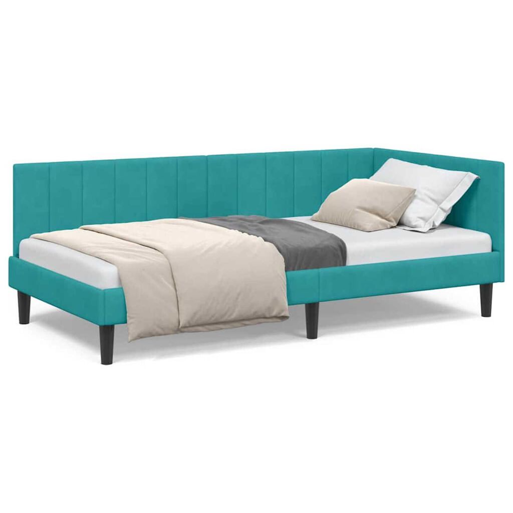 vidaXL Κρεβάτι Γωνίας με κεφαλάρι Τιρκουάζ 100 x 200 cm Βελούδο