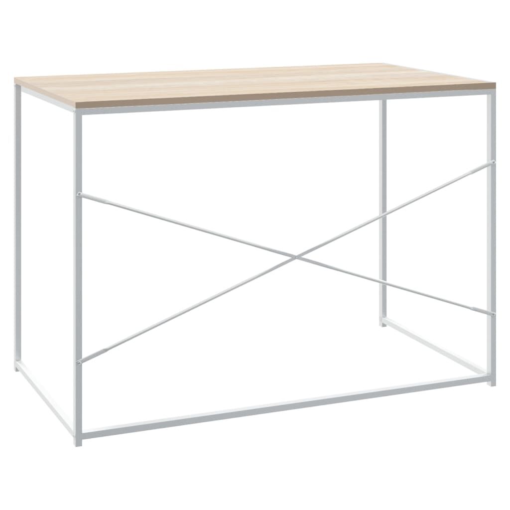 vidaXL Γραφείο Υπολογιστή Λευκό/Δρυς 110 x 60 x 70 εκ. Επεξ. Ξύλο
