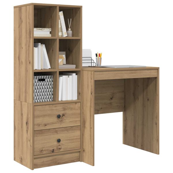 vidaXL Γραφείο με αποθηκευτικό χώρο με συρτάρι 2 pcs artisan δρυς