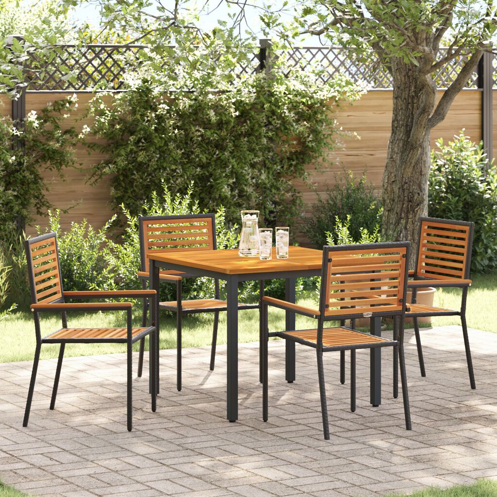 vidaXL Σέτ φαγητού για κήπο 5 pcs Μαύρο 90 x 90 x 75 cm