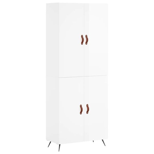 vidaXL Ντουλάπι Γυαλιστερό Λευκό 69,5x34x180 εκ. Επεξεργασμένο Ξύλο